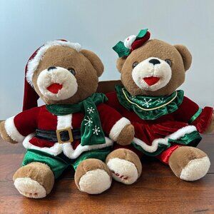 Pair of Snowflake Teddy Christmas Plush Bear Set 2014 Holiday Decor